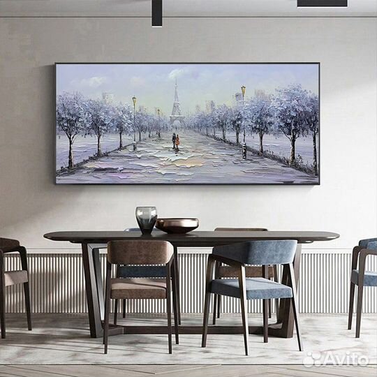 Картина маслом на холсте Зимний Париж