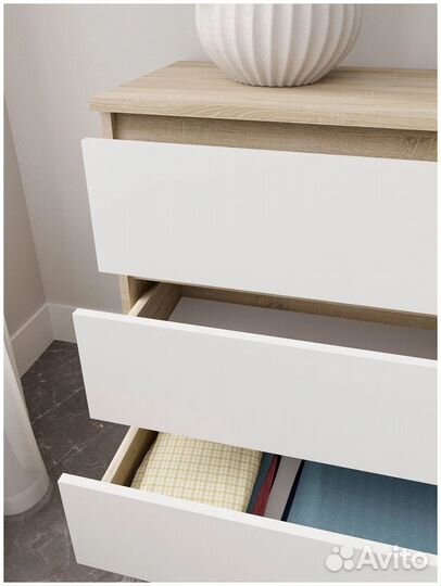 Комод Мори 1380 6 ящиков Сонома/Белый