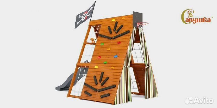 Детский спортивный комплекс с крышей для дачи
