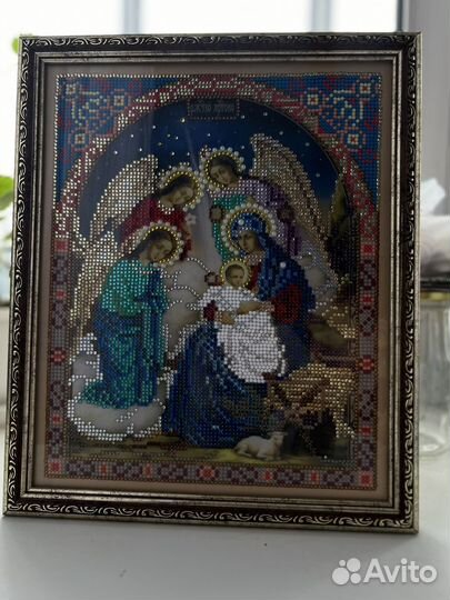 Алмазная мозаика готовая в рамке. Иконы