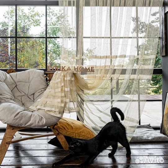 Тюль фрида шампань готовый на окна пошив