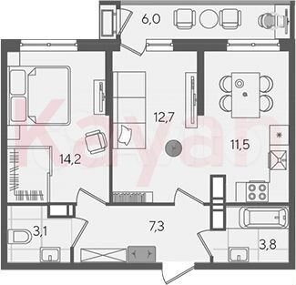 2-к. квартира, 52,6 м², 20/24 эт.