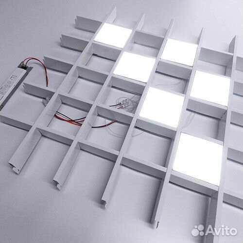 Светильники Pelin встраиваемые в ячейку грильято