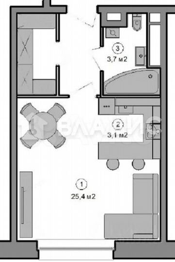 Апартаменты-студия, 32,2 м², 7/10 эт.