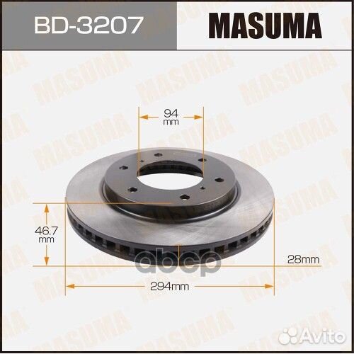 Диск тормозной masuma front L200, pajero, montero