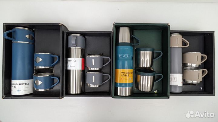 Набор термос + кружки 12 ч тепла 500мл 680мл 700мл