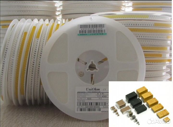 Конденсаторы в катушках - SMD, чип, 0805, 1210