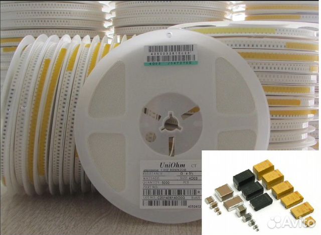 Конденсаторы в катушках - SMD, чип, 0805, 1210