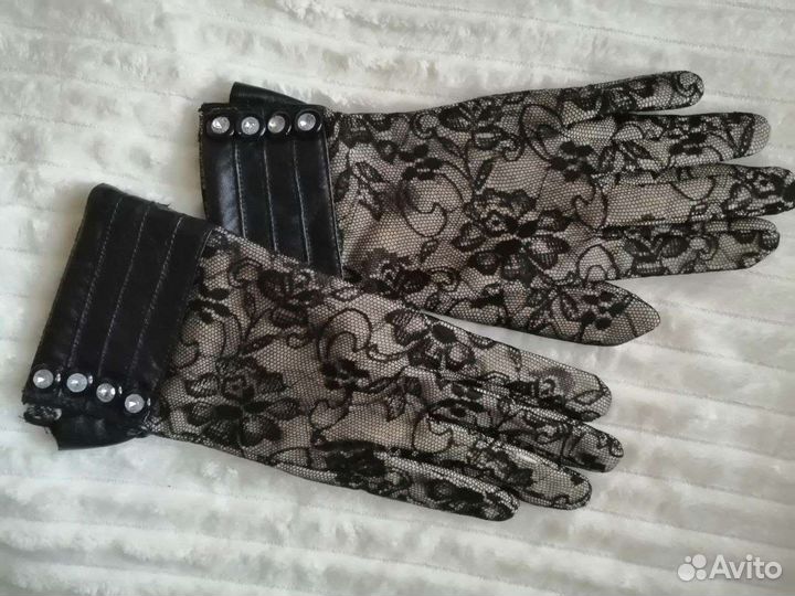 Перчатки женские кружевные тёплые