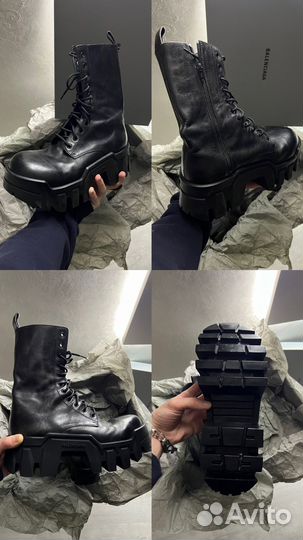 Balenciaga bulldozer worn-out effect leather boots