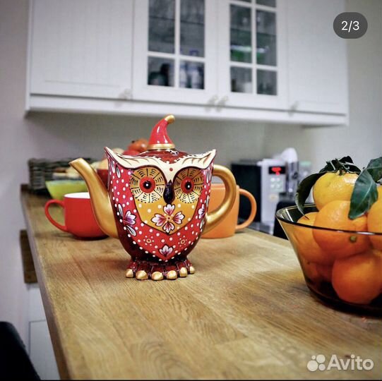 Необычный чайник из фарфора «сова». Ручная работа