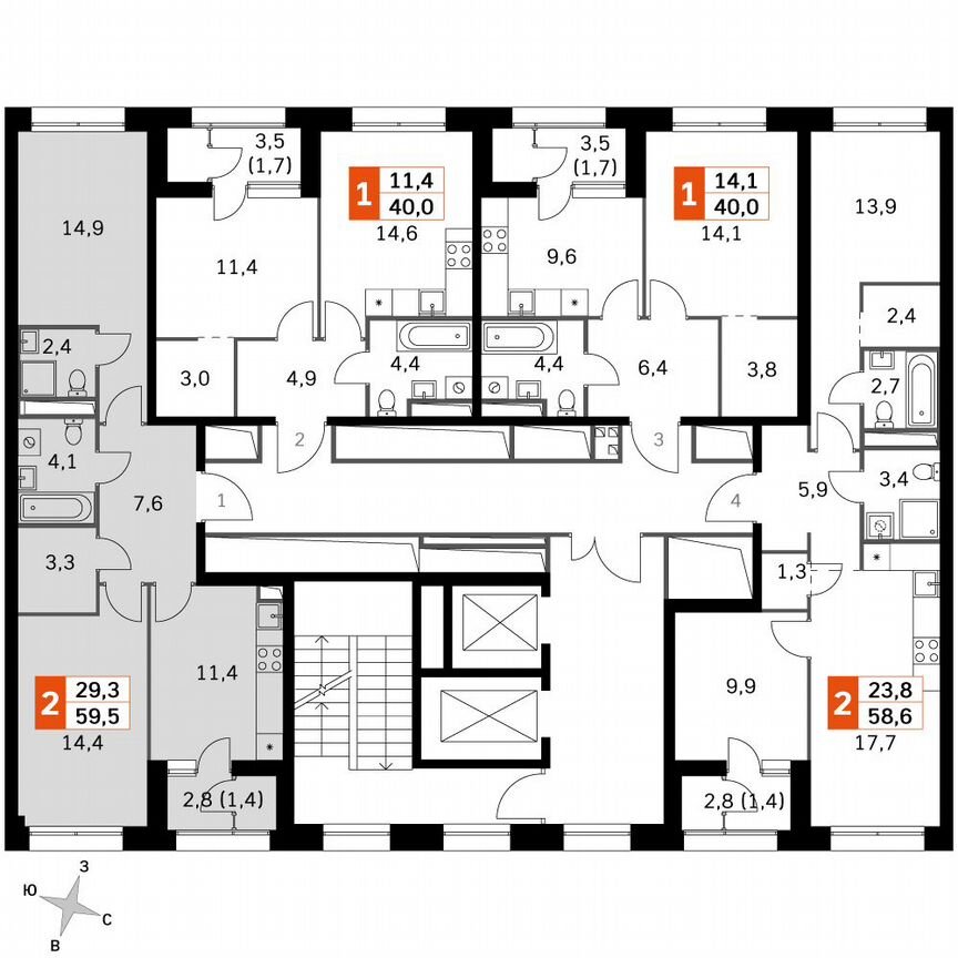 2-к. квартира, 59,7 м², 2/46 эт.