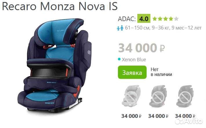 Автокресло Recaro Monza Nova 9 до 36 кг isofix