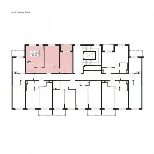 2-к. квартира, 64,1 м², 2/5 эт.