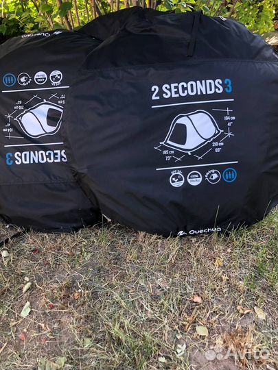 Палатка quechua 2 seconds 3 fresh & black