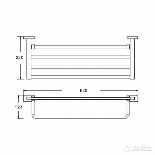 Полотенцедержатель с полкой из нержавеющей стали Vieir V5019-S цвет матовое золото