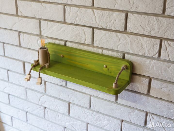 Полка с подсветкой зеленая 40 см