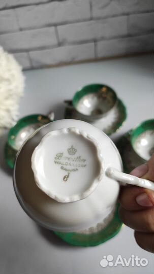 Набор из 4 кофейных пар антик фарфор Bavaria