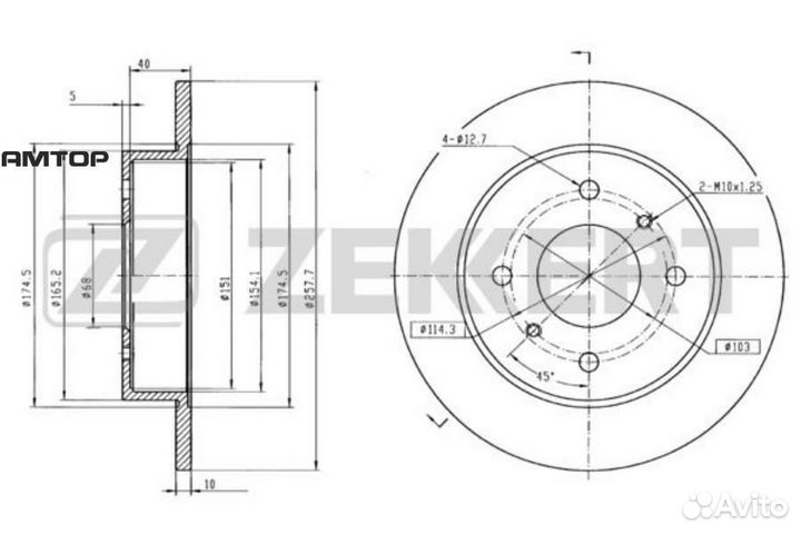Zekkert BS5176 BS-5176 zekkert Диск торм. зад