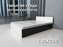 Кровать двуспальная 140/200 венге/белая с матрасом