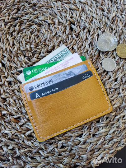Кошелек картхолдер компактный кожаный