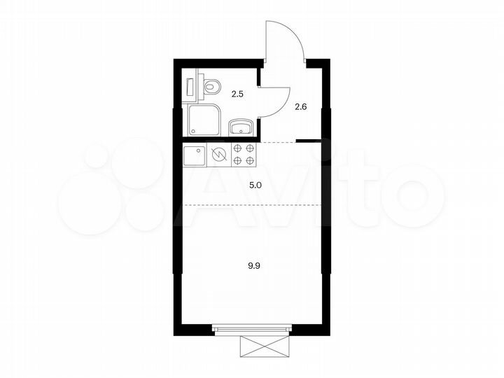 Квартира-студия, 20 м², 9/9 эт.