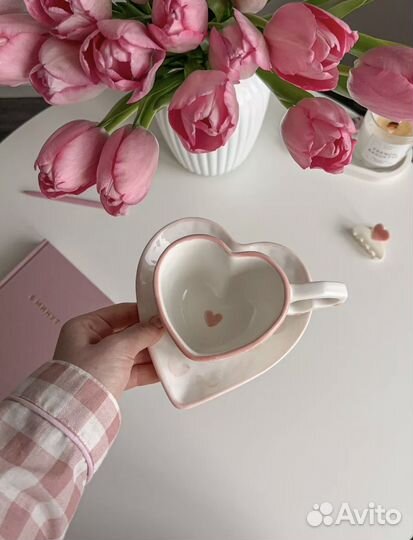 Чайная пара с сердечками новая