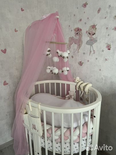 Детский вязаный мобиль ручной работы барашки