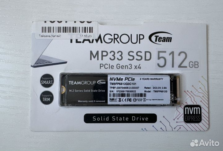 512 гб SSD M.2 накопитель Team Group MP33