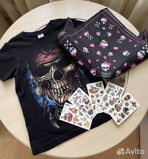 Костюм пиратки, пирата; пиратская вечеринка; череп