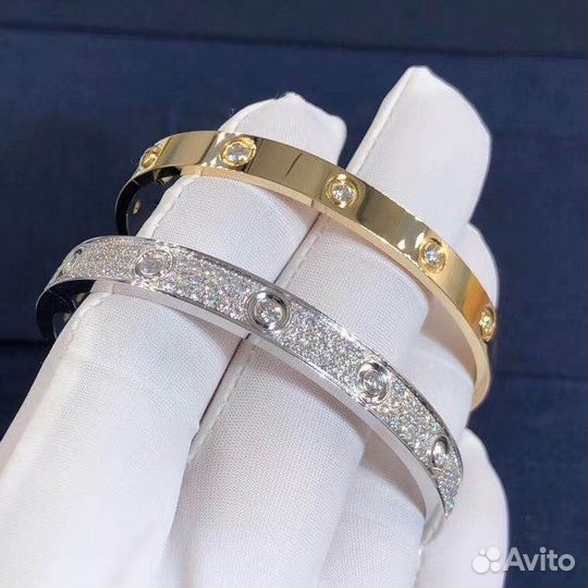 Браслет Cartier love белое/желтое золото