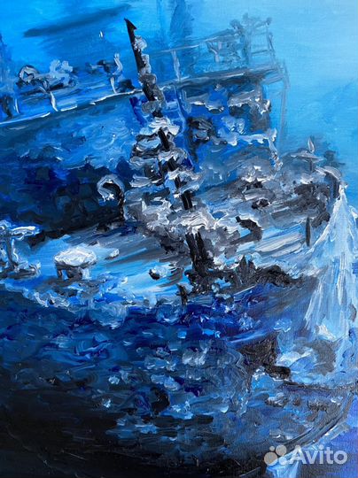 Корабль картина маслом на холсте