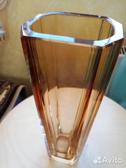 Ваза для цветов стекло Золотистое, лхзс СССР 1970