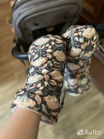 Зимний теплый кокон конверт в коляску +рукавицы