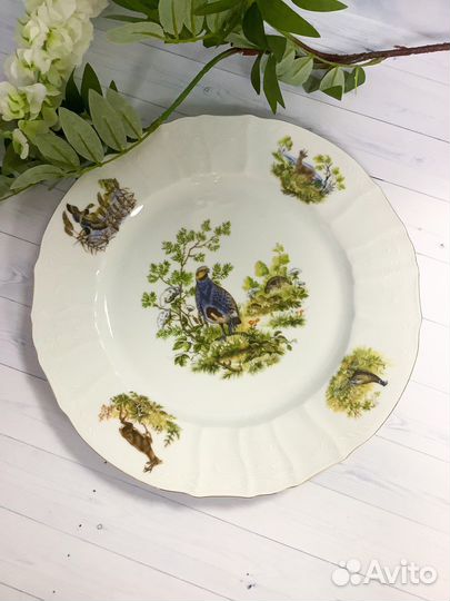 Блюдо круглое 30 см «Охота» Чехия Бернадотте