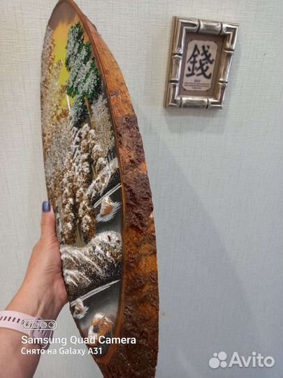 Панно на срезе дерева