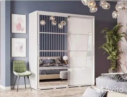 Шкаф-купе 2м Крафт-6 Ясень белый