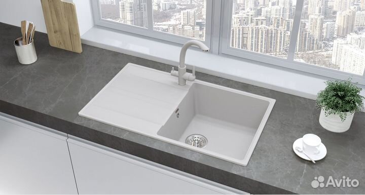 Кухонная мойка Ulgran Quartz Prima 850-04, платина