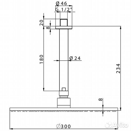 Cisal Shower Верхний душ D300 мм с потолочным дер