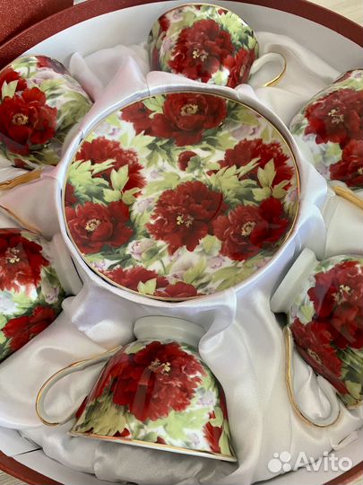 Фарфоровый чайный сервиз. Набор чайных пар, 6 шт