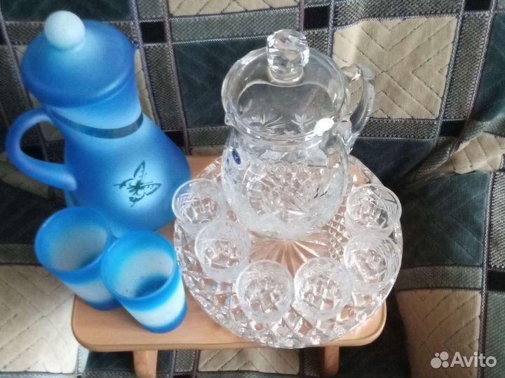 Наборы кушины, стаканы,стопки,поднос