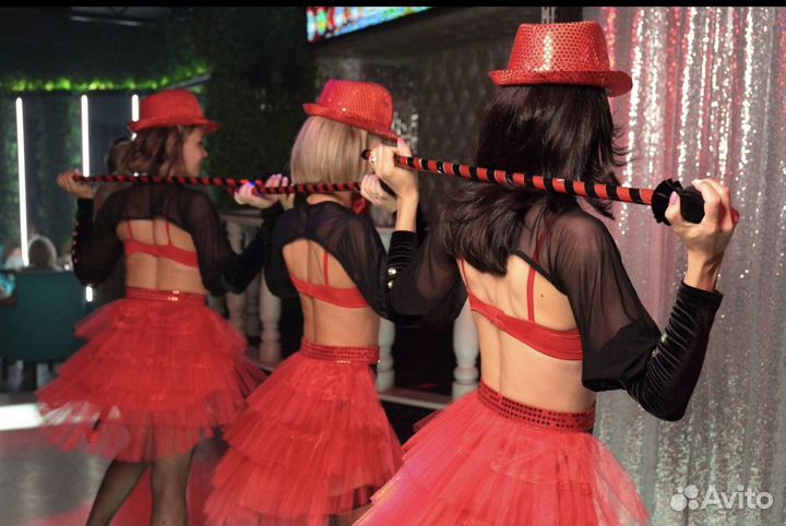 Костюм для танцев, go-go юбка шляпа трость