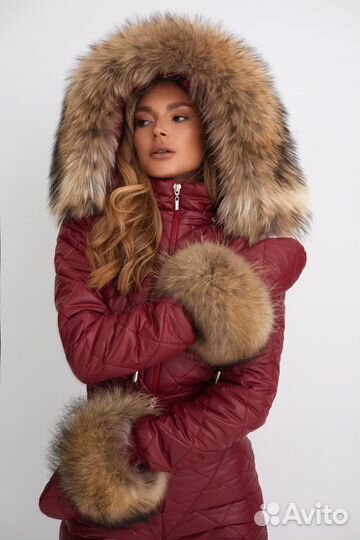Комбинезон для девушек с мехом бордо