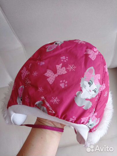 Шапочка для девочки 52р (1-2 года), с ушками