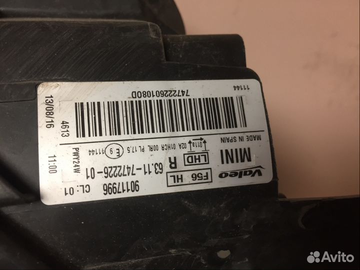 Фара битая правая Mini Cooper 2016