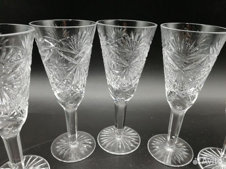 Хрустальные рюмки набор 5 шт / 60 мл хрусталь