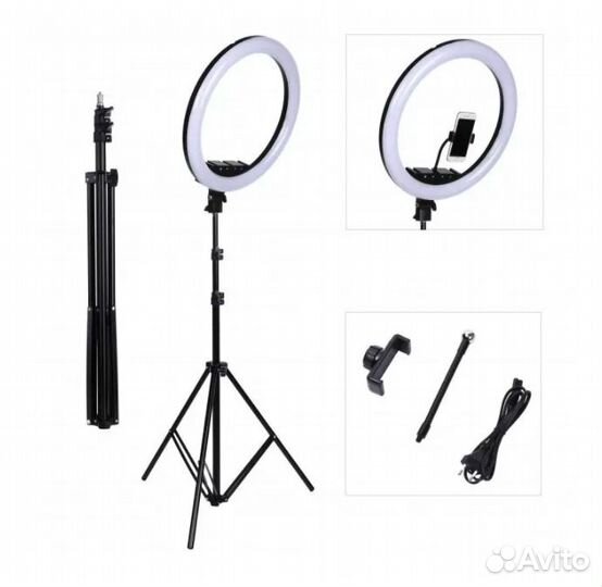 Кольцевая светодиодная лампа 36 см со штативом для