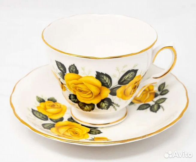 Чашка Роял Вэйл, жёлтые розы, винтаж, Англия