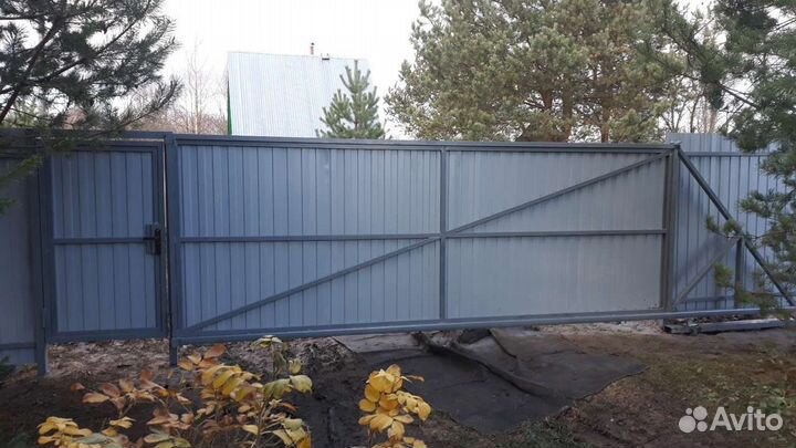 Ворота распашные и откатные под ключ