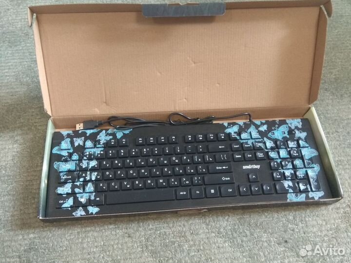 Клавиатура проводная 223 с принтом бабочки